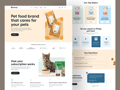 Pet Food Landing Page - Petqo colorful ui design design landing page ui ui design 2022 ui design resource uihut webdesign website website design