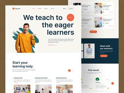 Online Learning Website Design - Educare design homepage landing page trendy design ui ui design 2022 ui resource 2022 uihut webdesign website website design