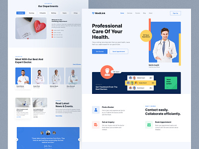 Medical Website Design - MediLink colorful ui design design homepage landing page medical website ui ui ux uihut uui resource 2022 web design web template webdesign website website design