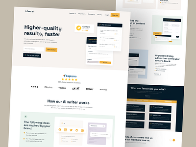 Online Writing Website - Texo.ai colorful ui resources design homepage trendy design 2022 ui ui design 2022 uihut webdesign website website design website design template writing web design