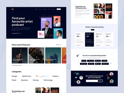 Podcast Website Template Design - POD. colorful web design figma template homepage landing page podcast uihut web page web template webdesign website website design