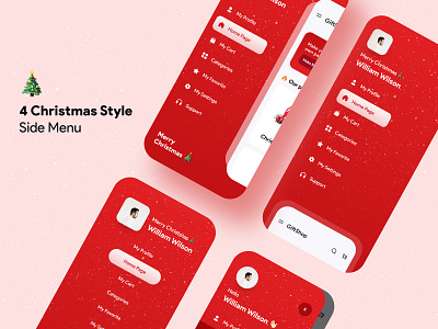 Christmas Style Side Menu app app concept application art christmas concept creative creativity design dribbble iphone menu side side menu ui