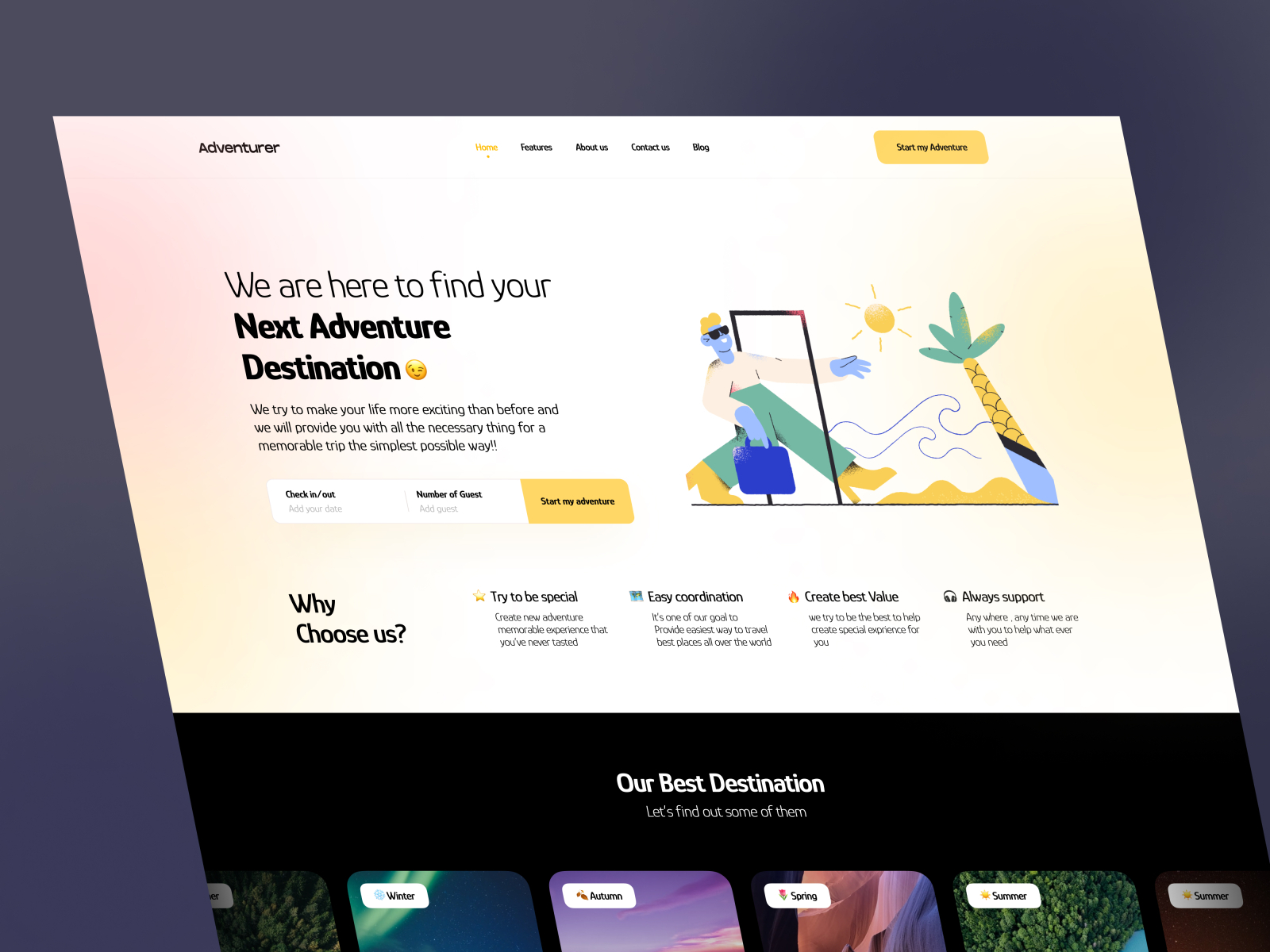 Adventure Trip Hero Section by mohammad khademi on Dribbble