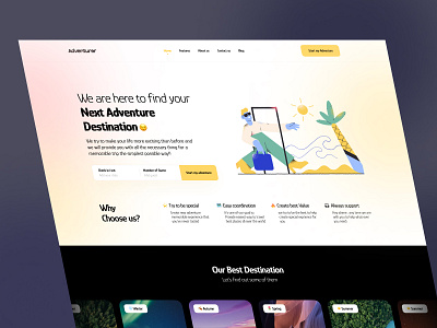 Adventure Trip Hero Section adventure concept creative creativity design hero section landpage travel trip ui website