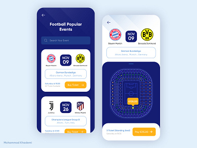 Football Ticket App Concept app app concept application art concept creative creativity design dribble football sport ticket ui