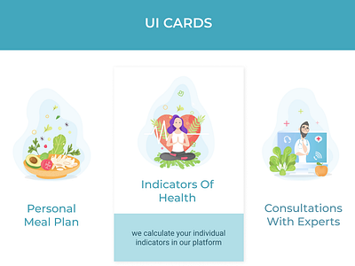 Ui cards for Health website design illustration ui vector web website