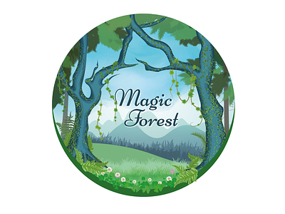 Magic Forest branding design flat illustration vector