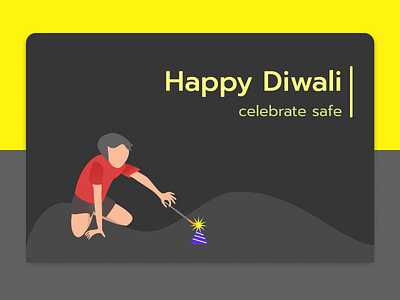 Happy diwali color dark theme dark ui design illustration minimal simple ui vector yellow