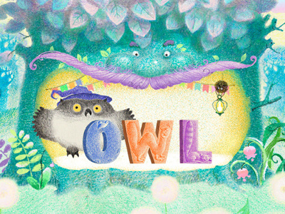 Owl animals birds book cover childrens book illustrations drawing forest owl trees wood