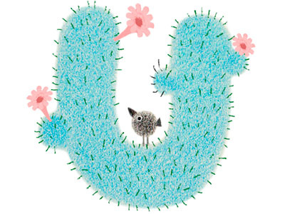 Letter U abs alphabet animals cactus childrens drawing illustrations