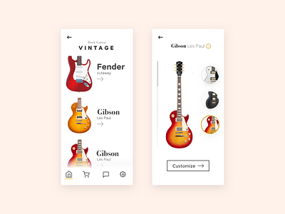 Guitar Shopping Concept app ecommerce mobile ui ux