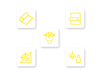 Interior architecture based icons icon set icons yellow