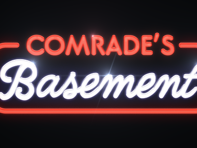 Comrade's Basement 70s 80s bar dsa grain happy hour logo neon retro socialism vintage