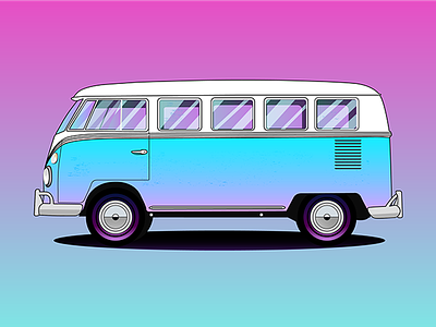 Volkswagen 1965 Deluxe bus car colorful illustration illustrator jaafar minibus van vector volkswagen youssef