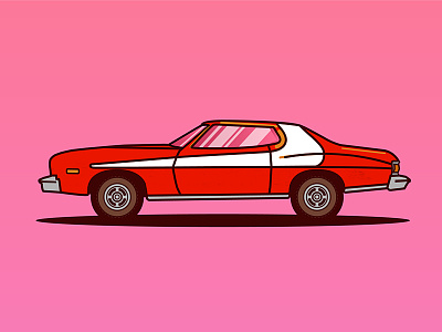 Ford Gran Torino car colorful ford gran hutch illustration illustrator jaafar starsky torino vector youssef