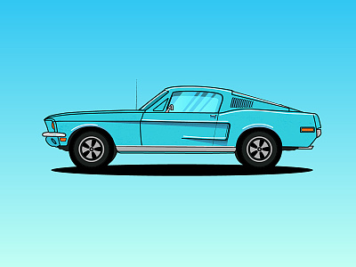 1968 Ford Mustang car colorful ford illustration illustrator jaafar mustang vector youssef