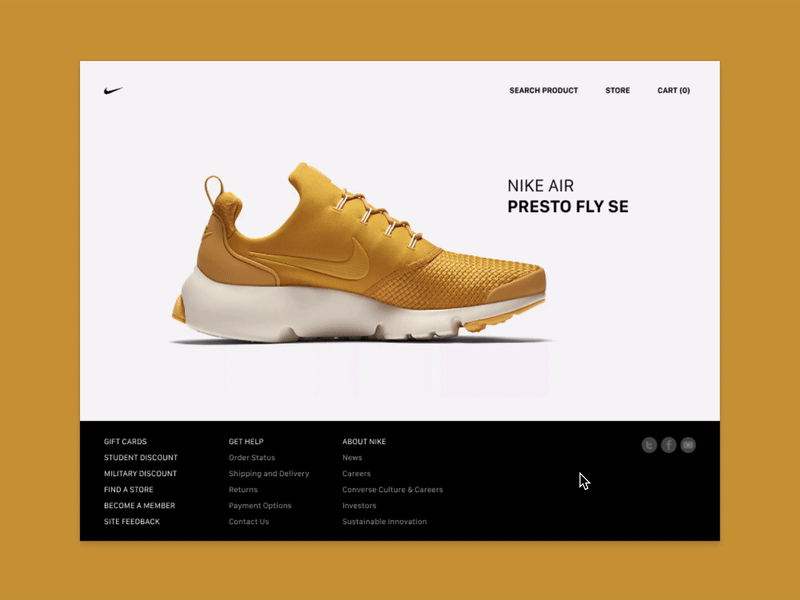 Nike Air Presto Fly air animation concept fly invision nike presto shoes studio website