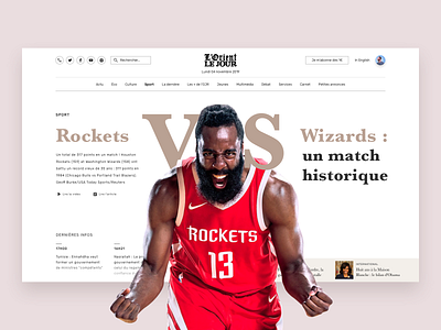 Basketball News basketball journal lorient newspaper rockets sketch sport ui design ux design wizards