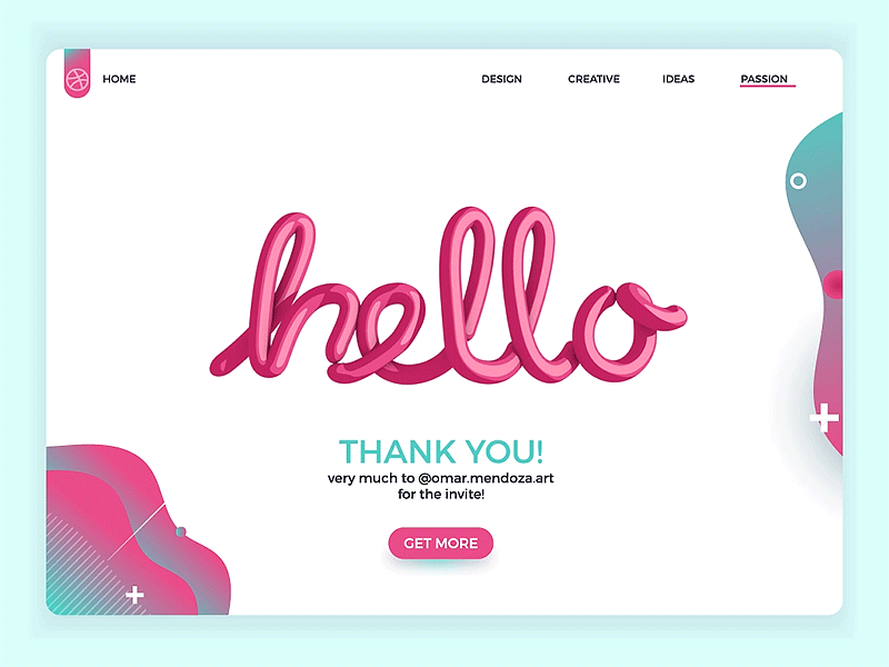 Hello Dribbble! animation branding design first draft graphic design logo thank you for invite thanks dribbble vector web