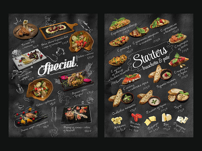 Menu for the restaurant "Special" alexandra miracle branding design illustration logotype menu special ui ux ve vector