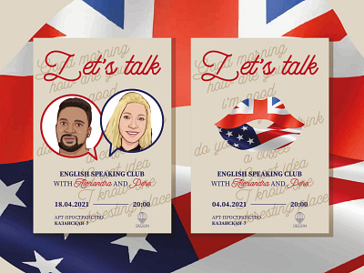 Posters and B-ID for the English Speaking Club by Alexandra Miracle on  Dribbble