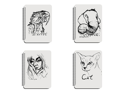 Graphics for the covers alexandra miracle branding cat design elephant illustration parrot portrait