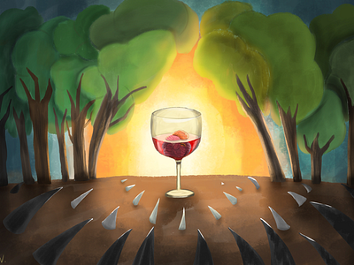 Bye bye brain brain dark fairytale digital paint drawing forest illustration photoshop sketch tooth wacom wine