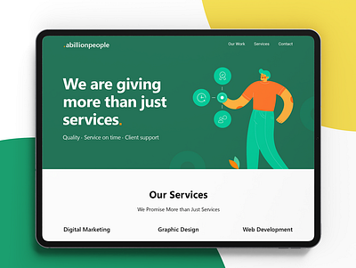 Services Page Design for A Billion People branding branding and identity illustration minimal photoshop typography ui uidesign uiux ux web page design webdesign website design