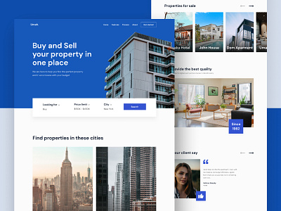 Umah - Real Estate Homepage blue clean clean design properties real estate website realestate ui design uiux web ui design webdesign