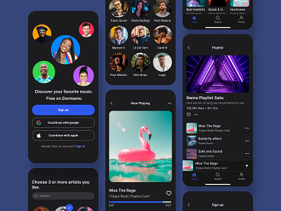 Dormamu - Music Player App app appdesign blue clean colorful fresh ios iosuikit music musicapp musicplayer song app ui uidesign uikit ux uxdesign