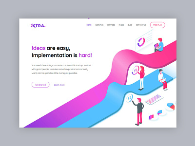Startup WordPress Theme app blue creative design illustraion isometric minimal modern pink purple saas saas app seo startup theme ui ux web