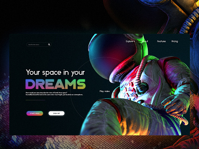 Fly high 👽 art astronaut black design illustration landing page space typography ui ux vietnam web