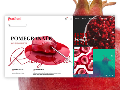 Pomegrante🔴 art black design fruits healthy illustration landing page luxury pomegranate red typography ui ux vietnam web