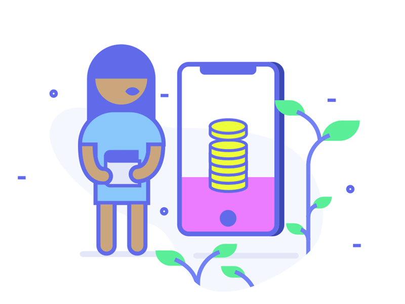Easy access to credit block chain blockchain blockchaintechnology bloom clean coin coins credit fresh gif illustrative illustrative illustration loop mobile animation mobile app
