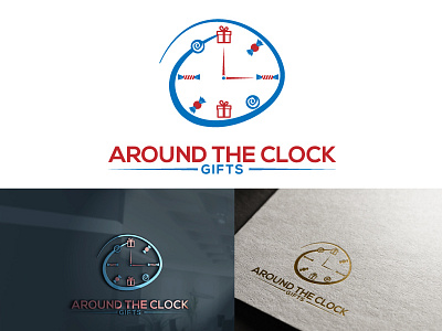 Around The Clock Gifts app beauty logo brand character clock design gift gift card icon identity illustration illustrator lettering logo minimal typography vector