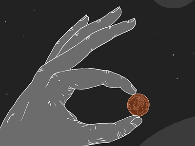 Hand & coin coin hand sketch universe