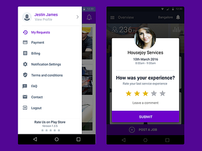 Mobile App android application hamburger menu iphone material design mobile app rating