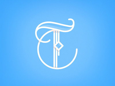 T blue display geometric illustrative letter lettering line stroke t