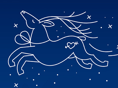 Oh, my deer. christmas deer illustration jumping sky stars