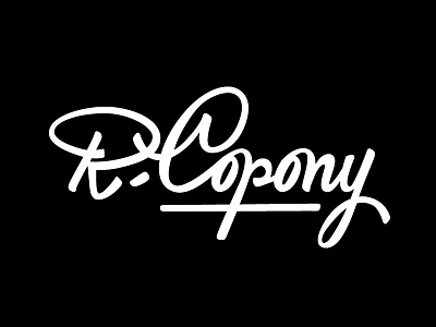 R.Copony v.1. brush italic lettering logotype script vector