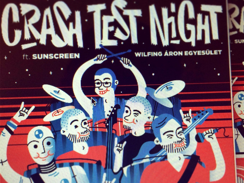 Crash Test Night music band lettering rockroll illustration poster