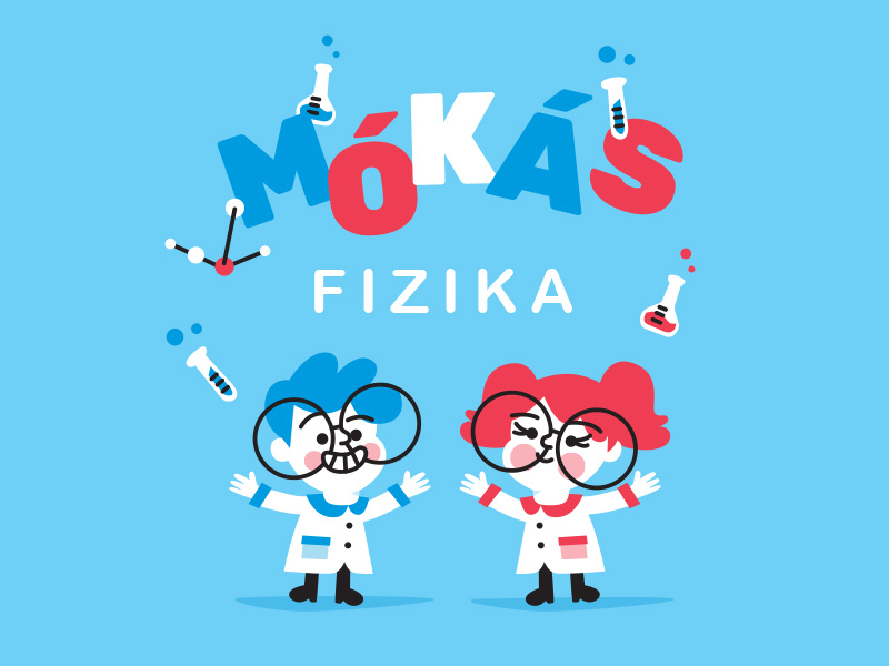 Mókás Fizika children glasses lab illustration funny fun physics science