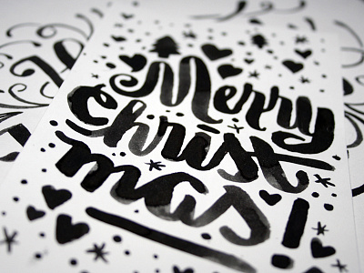 Merry brush hand lettering lettering merry christmas paint brush script