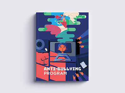 Antibullying programme brochure cover bullying child protection cover design flat illustration