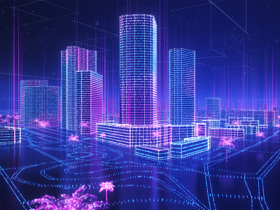 Acronis Global Cyber Summit 2020 3d acronis animation blue cinema4d city cyber design houdini illustration neon render