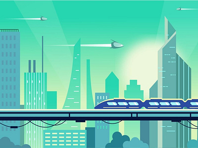 future city buildings business city design flat future futurism futuristic illustration vector web