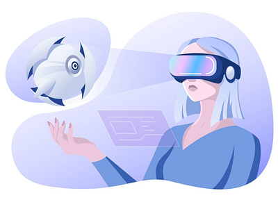 Girl in VR glasses with a drone business design drone flat future futurism futuristic girl girl character illustration ui vector vr vr design web