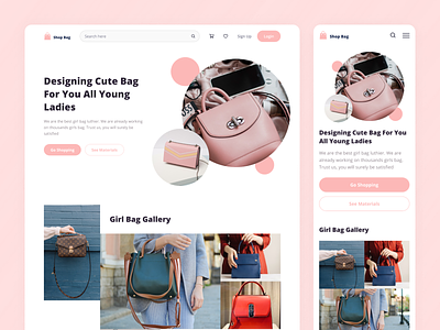 Shop Bag | Online Shop UI Kit & Dashboard bag branding clean girl illustration online shop pink shop ui ui kit ui ux ux web app webdesign website