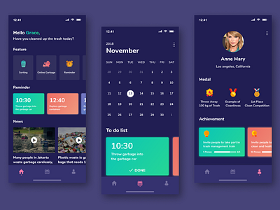 Trash Management App app dark app iphone 10 iphone x management app trash app trash management app ui ui ux ux