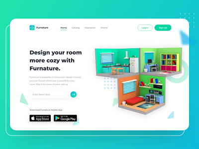 Furnature Website Header Exploration 3d blender clean header illustration landing page ui ui ux ux